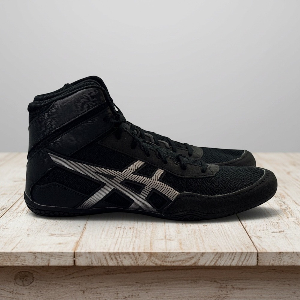 Asics Matcontrol 3 Wrestling Shoes 1081A053-001 High Top Black Silver Mens 11.5